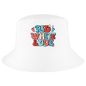 Red White And Due Pregnancy Announcement 4th Of July Groovy Cool Comfort Performance Bucket Hat