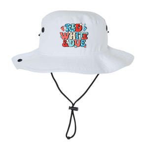 Red White And Due Pregnancy Announcement 4th Of July Groovy Legacy Cool Fit Booney Bucket Hat