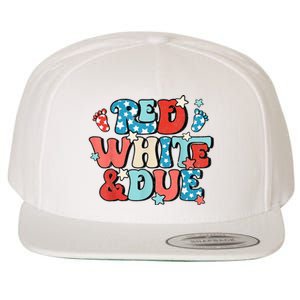 Red White And Due Pregnancy Announcement 4th Of July Groovy Wool Snapback Cap