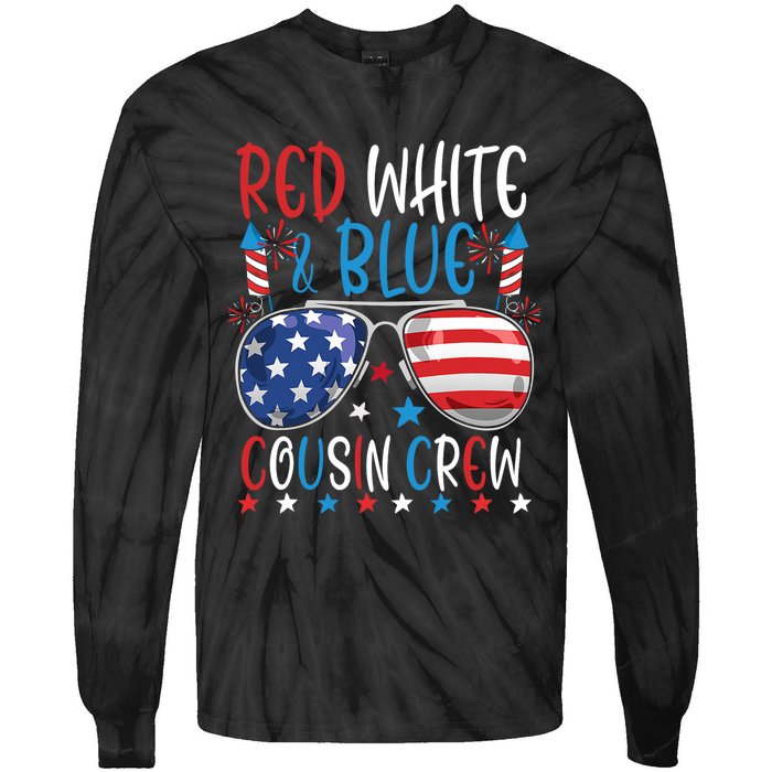 Red White And Blue Cousin Crew 4th Of July American Flag Tie-Dye Long Sleeve Shirt