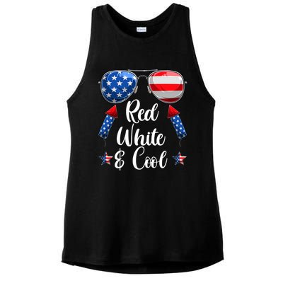 Red White And Blue American Flag Ladies PosiCharge Tri-Blend Wicking Tank