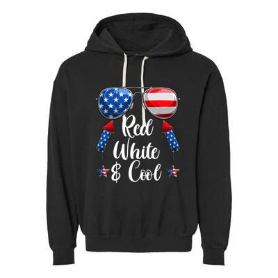 Red White And Blue American Flag Garment-Dyed Fleece Hoodie