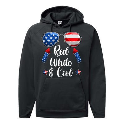 Red White And Blue American Flag Performance Fleece Hoodie