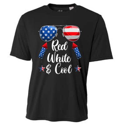 Red White And Blue American Flag Cooling Performance Crew T-Shirt