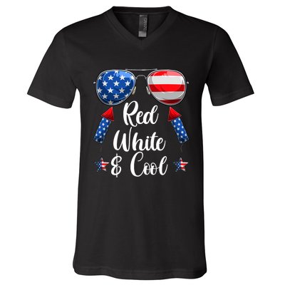 Red White And Blue American Flag V-Neck T-Shirt