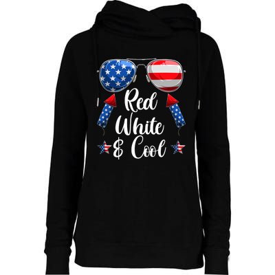 Red White And Blue American Flag Womens Funnel Neck Pullover Hood