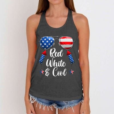 Red White And Blue American Flag Women's Knotted Racerback Tank