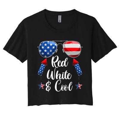 Red White And Blue American Flag Women's Crop Top Tee