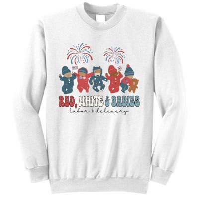 Red White And Babies Labor And Delivery Nurse 4th Of July Sweatshirt