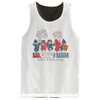 Red White And Babies Labor And Delivery Nurse 4th Of July Mesh Reversible Basketball Jersey Tank