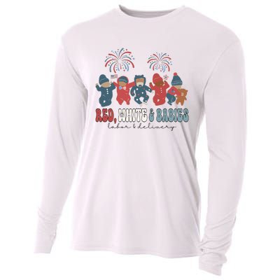 Red White And Babies Labor And Delivery Nurse 4th Of July Cooling Performance Long Sleeve Crew