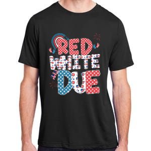 Red White And Due Pregnancy Announcement 4th Of July Groovy Adult ChromaSoft Performance T-Shirt