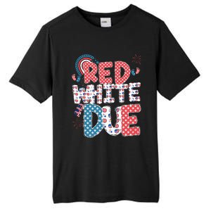 Red White And Due Pregnancy Announcement 4th Of July Groovy Tall Fusion ChromaSoft Performance T-Shirt