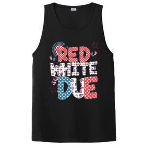 Red White And Due Pregnancy Announcement 4th Of July Groovy PosiCharge Competitor Tank