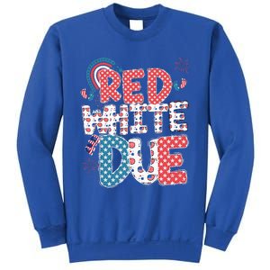 Red White And Due Pregnancy Announcement 4th Of July Groovy Sweatshirt