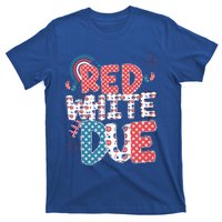 Red White And Due Pregnancy Announcement 4th Of July Groovy T-Shirt