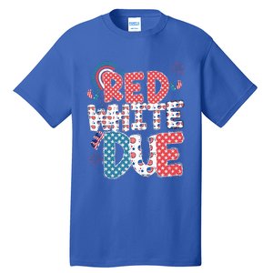 Red White And Due Pregnancy Announcement 4th Of July Groovy Tall T-Shirt