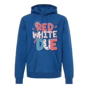 Red White And Due Pregnancy Announcement 4th Of July Groovy Premium Hoodie