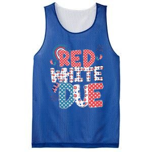 Red White And Due Pregnancy Announcement 4th Of July Groovy Mesh Reversible Basketball Jersey Tank