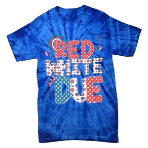 Red White And Due Pregnancy Announcement 4th Of July Groovy Tie-Dye T-Shirt