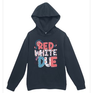 Red White And Due Pregnancy Announcement 4th Of July Groovy Urban Pullover Hoodie