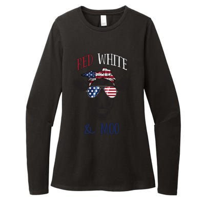 Red White And Blue Cow American Flag Heifer Gift Womens CVC Long Sleeve Shirt