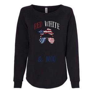 Red White And Blue Cow American Flag Heifer Gift Womens California Wash Sweatshirt