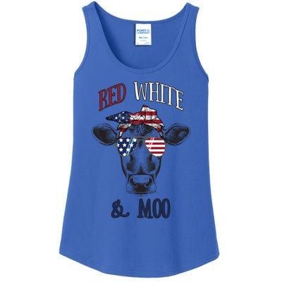 Red White And Blue Cow American Flag Heifer Gift Ladies Essential Tank