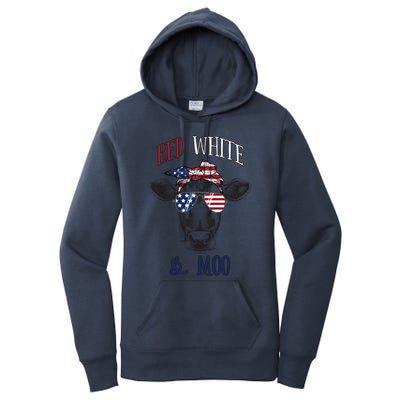 Red White And Blue Cow American Flag Heifer Gift Women's Pullover Hoodie