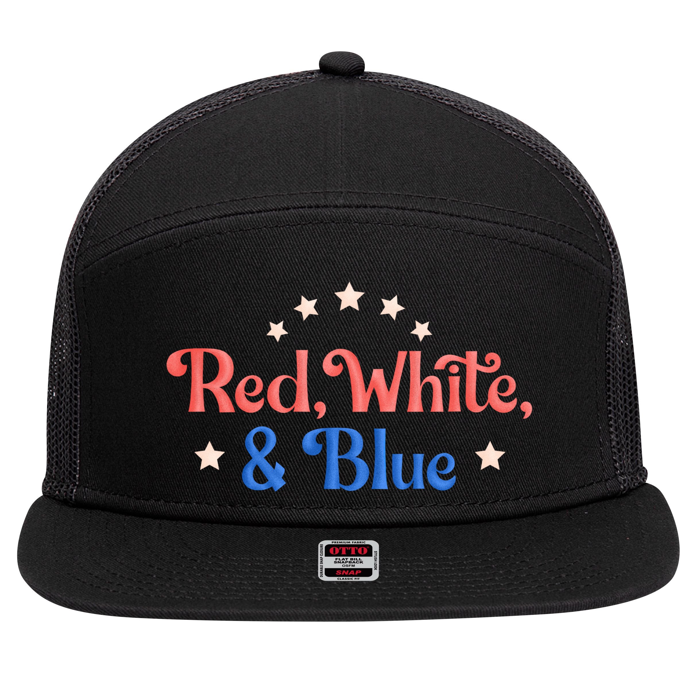Red White And Blue 4th Of July Holiday 7 Panel Mesh Trucker Snapback Hat