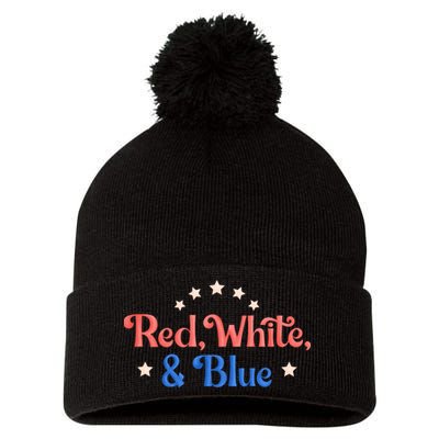 Red White And Blue 4th Of July Holiday Pom Pom 12in Knit Beanie