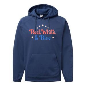 Red White And Blue 4th Of July Holiday Performance Fleece Hoodie