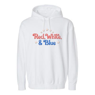 Red White And Blue 4th Of July Holiday Garment-Dyed Fleece Hoodie