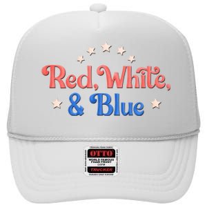 Red White And Blue 4th Of July Holiday High Crown Mesh Back Trucker Hat