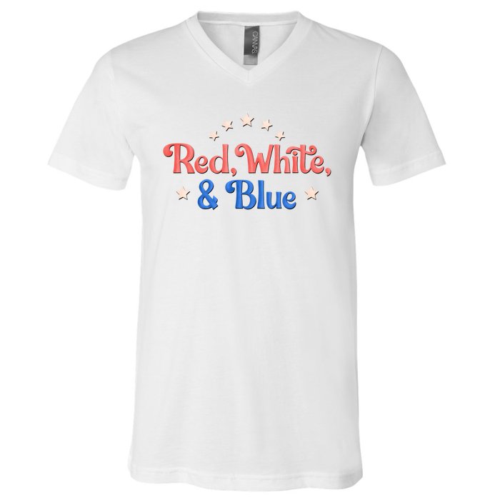 Red White And Blue 4th Of July Holiday V-Neck T-Shirt