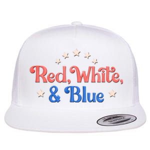 Red White And Blue 4th Of July Holiday Flat Bill Trucker Hat