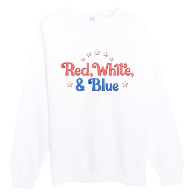 Red White And Blue 4th Of July Holiday Premium Crewneck Sweatshirt