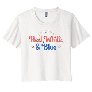 Red White And Blue 4th Of July Holiday Women's Crop Top Tee