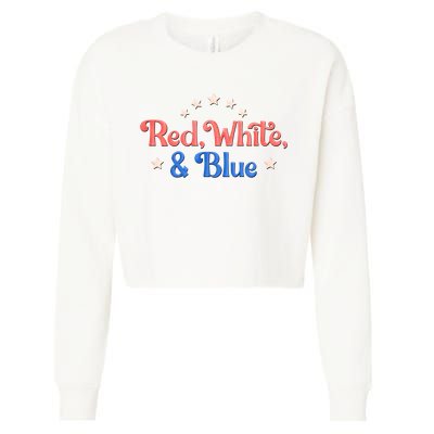 Red White And Blue 4th Of July Holiday Cropped Pullover Crew