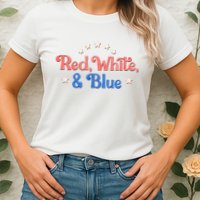 Red White And Blue 4th Of July Holiday Womens T-Shirt