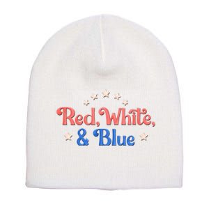 Red White And Blue 4th Of July Holiday Short Acrylic Beanie