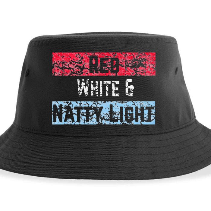 Red White And Natty Light 4th of July Sustainable Bucket Hat