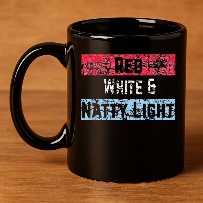 Red White And Natty Light 4th of July 11oz C Handle Ceramic Mug