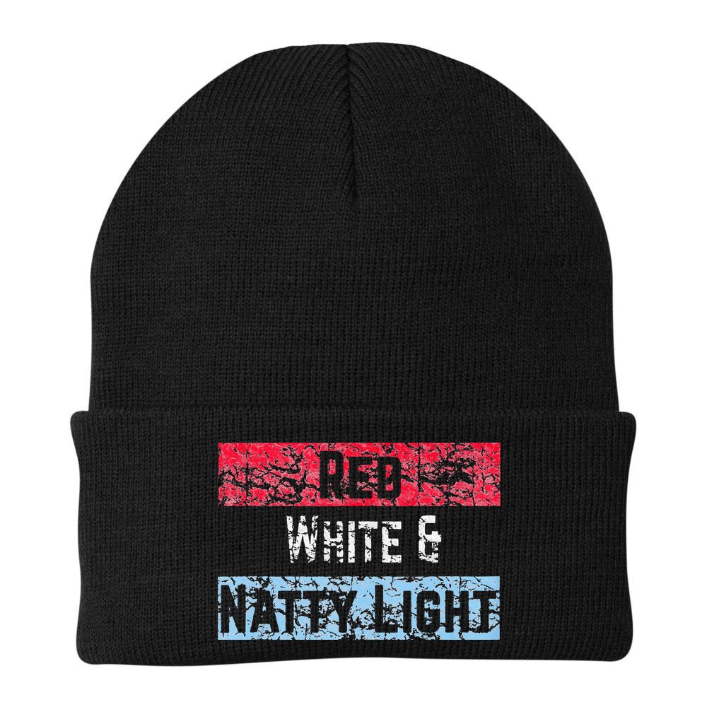 Red White And Natty Light 4th of July Beanie