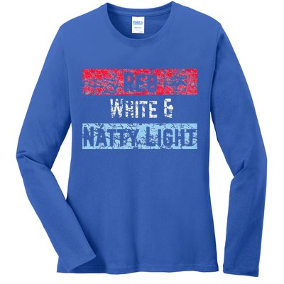 Red White And Natty Light 4th of July Ladies Long Sleeve Shirt