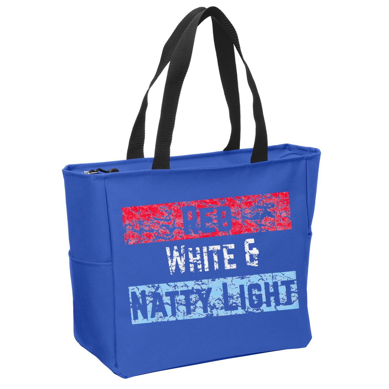 Red White And Natty Light 4th of July Zip Tote Bag