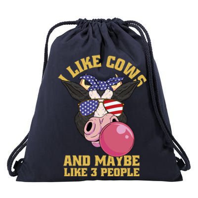 Red White And Moo 4th Of July Cow Usa Flag Farmer Patriotic Cute Gift Drawstring Bag