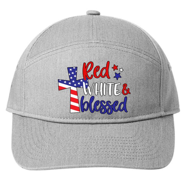Red White And Blessed Usa Cross Celebration 7-Panel Snapback Hat