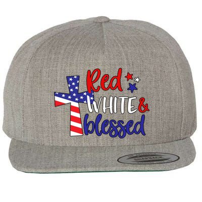 Red White And Blessed Usa Cross Celebration Wool Snapback Cap