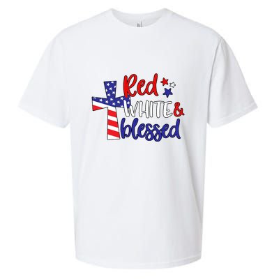 Red White And Blessed Usa Cross Celebration Sueded Cloud Jersey T-Shirt